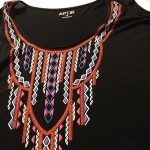 Apt 9 tribal screen print cold shoulder t-shirt